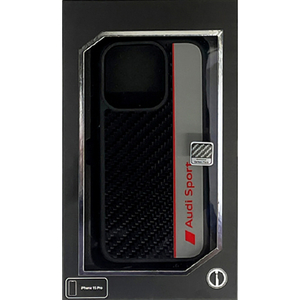 AUDI iPhone 15 Pro用カーボンファイバーケース ブラック×グレー AUSTPUPCIP15PR8D1GY-イメージ1