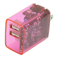 インプリンク USB2ポート 同時充電対応Smart IC付きクリアAC充電器 2．4A Melia ピンク IMAC2UA24CLPK