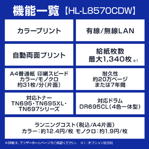 ブラザー A4カラーレーザープリンタ JUSTIO ホワイト＆グレー HL-L8570CDW-イメージ4