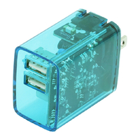 インプリンク USB2ポート 同時充電対応Smart IC付きクリアAC充電器 2．4A Melia ブルー IMAC2UA24CLBL