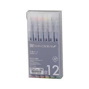 呉竹 ZIG クリーンカラーFB ブライト 12色セット FB-6000T12VB-イメージ1