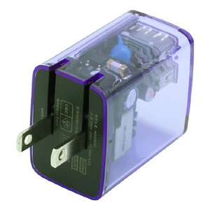 インプリンク USB2ポート 同時充電対応Smart IC付きクリアAC充電器 2．4A Melia パープル IMAC2UA24CLPU-イメージ2
