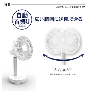 トップランド 卓上扇風機 どこでもFAN SFDFK18-WT-イメージ3