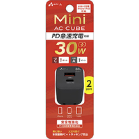 エアージェイ PD30W対応 Type-C1ポート/USB1ポート AC充電器 ブラック AKJ-PDC30 BK