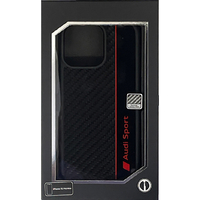 AUDI iPhone 15 Pro Max用カーボンファイバーケース ブラック×ブラック AUSTPUPCIP15PMR8D1BK