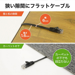 ホーリック LANケーブル UTP カテゴリー6A フラット 15m ブラック LC150-133FB-イメージ4