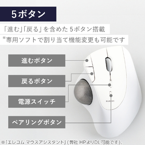 エレコム Bluetooth5．0トラックボール IST 5ボタン ベアリングモデル ホワイト M-IT11BRWH-イメージ5