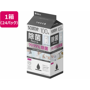 クレシア スコッティ ウェットティシュー 除菌アルコール 詰替 100枚 24パック FC445YN-77135-イメージ1