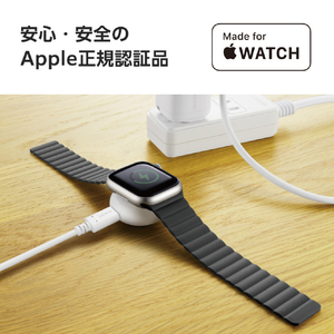 エレコム Apple Watch磁気充電アダプター(高速充電/ポートタイプ) ホワイト MPA-AWCDFCQWH-イメージ2