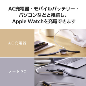 エレコム Apple Watch磁気充電アダプター(高速充電/ポートタイプ) ホワイト MPA-AWCDFCQWH-イメージ3