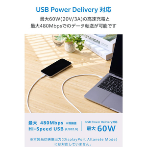 エレコム ふわっとマシュマロケーブル(USB Type-C(TM) - USB Type-C/60W) ホワイト MPA-CCFS10WH-イメージ5