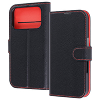 レイ・アウト iPhone 17 Pro用手帳型レザーケース シンプル マグネット / ブラック/レッド RT-P53ELC1/BR