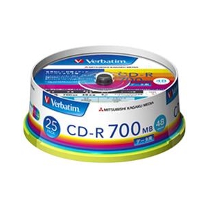 Verbatim データ用CD-R 700MB 48倍速 インクジェットプリンタ対応 スピンドルケース 25枚入り SR80FP25V1-イメージ1