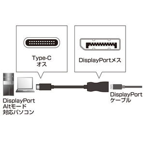 サンワサプライ USB Type C-DisplayPort変換アダプタ ブラック AD-ALCDP01-イメージ3