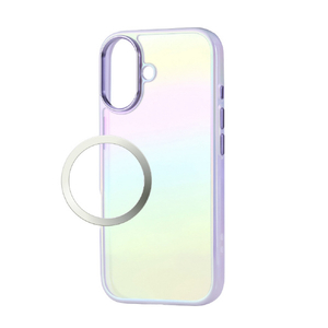 エレコム iPhone17用ハイブリッドケース オーロラカラー メタルステッカー付 ラベンダー PM-A25AHVCAPU-イメージ2