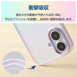 エレコム iPhone17用ハイブリッドケース オーロラカラー メタルステッカー付 ラベンダー PM-A25AHVCAPU-イメージ6