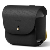 elago EL_AP3CSPULE_BK AirPods 3用リング付き本革ケース ブラック