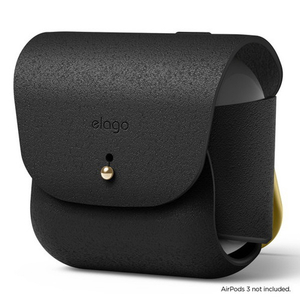 elago AirPods 3用リング付き本革ケース ブラック EL_AP3CSPULE_BK-イメージ10