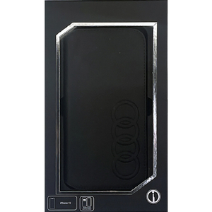 AUDI iPhone 15用マグネット式手帳型合成レザーフォリオケース ブラック AUTPUFCIP15TTD1BK-イメージ1