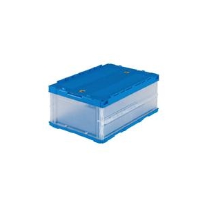トラスコ中山 TRUSCO　薄型折りたたみコンテナ　30Lロックフタ付　透明 TR-C30BTM-イメージ1