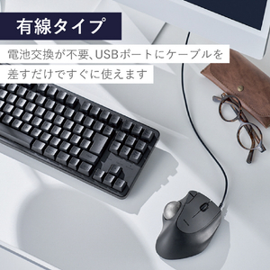 エレコム 有線トラックボール IST 5ボタン ベアリングモデル ブラック M-IT11URBK-イメージ8