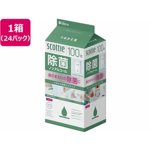 クレシア スコッティ ウェットティシュー 除菌ノンアルコール 詰替 100枚 24パック FC550YN-77143-イメージ1
