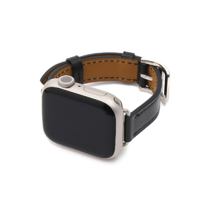 WEARPLANET Apple Watch 49/46/45/44/42mm用Slim Line クラシック本革バンド ミッドナイトブラック WP23139AW-イメージ1