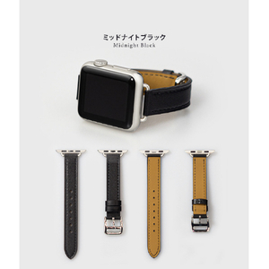 WEARPLANET Apple Watch 49/46/45/44/42mm用Slim Line クラシック本革バンド ミッドナイトブラック WP23139AW-イメージ12