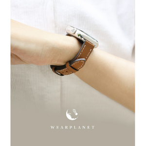 WEARPLANET Apple Watch 49/46/45/44/42mm用Slim Line クラシック本革バンド ミッドナイトブラック WP23139AW-イメージ5