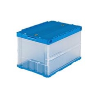 トラスコ中山 TRUSCO　薄型折りたたみコンテナ　50Lロックフタ付　透明 TR-C50BTM
