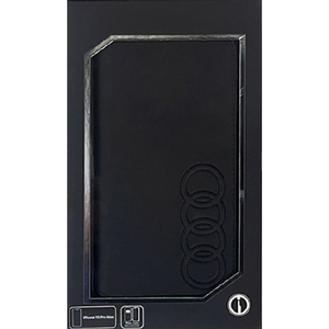 AUDI iPhone 15 Pro Max用マグネット式手帳型合成レザーフォリオケース ブラック AUTPUFCIP15PMTTD1BK-イメージ1