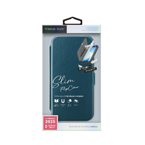 PGA iPhone 17用スリムフリップカバー ブルー PG-25AFP05BL-イメージ1