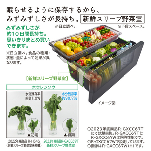 日立 670L 6ドア冷蔵庫 バイブレーションモーブグレー RGXCC67WH-イメージ12