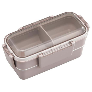 ＯＳＫ（オーエスケー） オーエスケー/カームカラー ランチボックス 二段 仕切付 600mL モカ FCE123J-PCW-600S-イメージ1