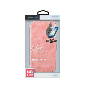 PGA iPhone 17用スリムフリップカバー ダスティピンク PG-25AFP07PK-イメージ1