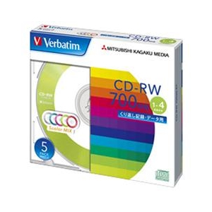 Verbatim データ用CD-RW 700MB 1-4倍速 5mmプラケース 5枚入り SW80QM5V1-イメージ1