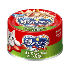 ユニ・チャーム 銀のスプーン 缶 まぐろ・かつおにかつお節入り 70g FCF550N-イメージ1