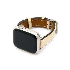 WEARPLANET Apple Watch 49/46/45/44/42mm用Slim Line クラシック本革バンド レースホワイト WP23142AW-イメージ1