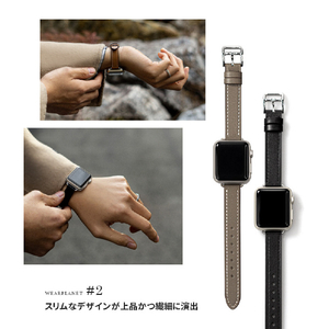 WEARPLANET Apple Watch 49/46/45/44/42mm用Slim Line クラシック本革バンド レースホワイト WP23142AW-イメージ8