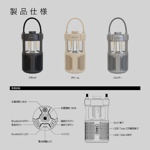 京ハヤ アウトドア Bluetooth サウンド ライト シルバー JKBTF1-SL-イメージ17