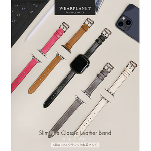 WEARPLANET Apple Watch 49/45/44/42mm用Slim Line クラシック本革バンド カリプソピンク WP23143AW-イメージ3