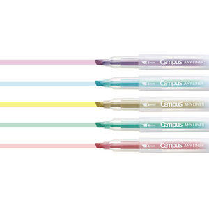 コクヨ キャンパス エニーライナー ラインマーカー 4mm／2mm ソフト 5色セット FCJ932U-WPM2-ST-5C-イメージ4