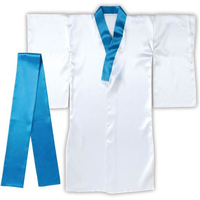 アーテック ソフトサテン 着物 おくみ付 白 襟帯青 FCE151V-19187