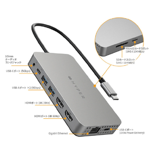 HYPER デュアル4K HDMI 10in1 USB-Cハブ for M1 HyperDrive HP-HDM1H-イメージ4