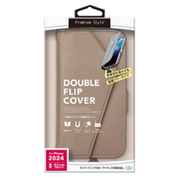 PGA iPhone 16用ダブルフリップカバー ベージュ PG-24AFP16BE