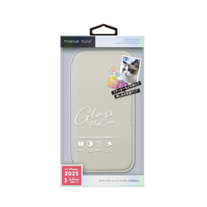 PGA iPhone 17用ガラスフリップケース サフィアーノ調グレー PG-25AGF05GY-イメージ1