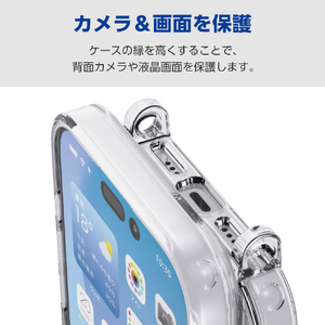 エレコム iPhone 17用ハイブリッドケース ストラップホール付き メタルステッカー付 クリア PM-A25AHVCKSHCR-イメージ6