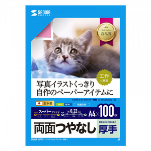 サンワサプライ インクジェット用両面印刷紙・厚手(大容量) JP-ERV5NA4N-100-イメージ1