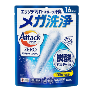 花王 アタックZERO パーフェクトスティック 16本入り アタック ｱﾀﾂｸZEROSTICK16ﾎﾝ-イメージ1