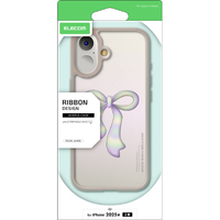 エレコム iPhone17用ハイブリッドケース リボン パールホワイト PM-A25AHVRIWH
